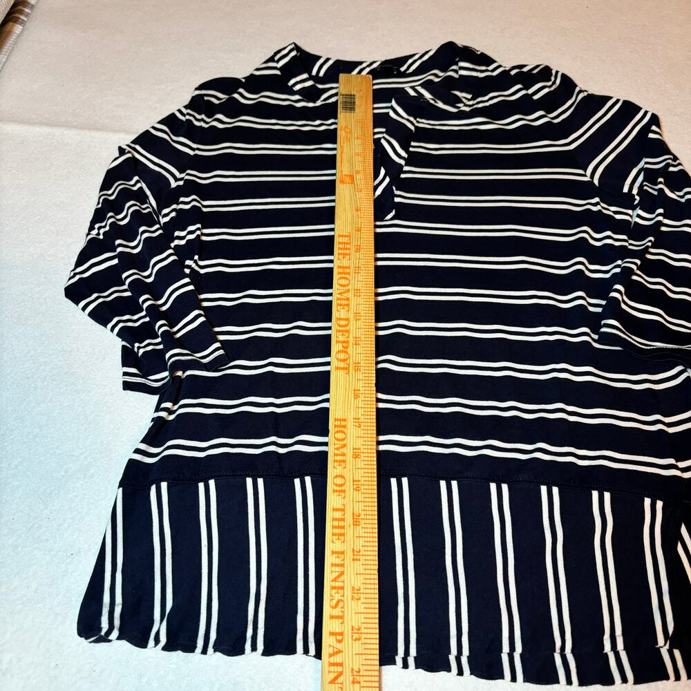 Talbots Black White Stripe V Neck Lyocell Rayon Blend Size M - Picture 2 of 7